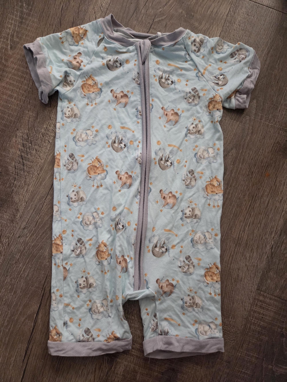 Infant Light Blue Animal-Print Short Sleeve One-Piece by